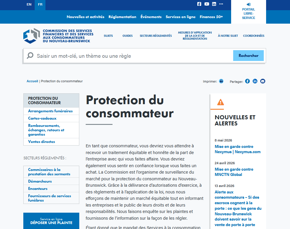 Protection du consommateur.